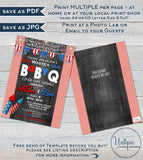 4th of July Baby Shower Invitation, Editable Firecracker BabyQ Invite, Co-ed Baby Shower, Red White and Due BBQ Printable