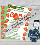 Strawberry Baby Shower Invitation, Editable So Berry Sweet Baby Boy Shower Invite, Berry Farmers Market Chalkboard, Printable