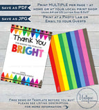 Teacher Gift Card holder, Editable Staff Thank You Card, Printable Teacher Appreciation Bright Crayon diy Digital Printable