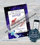 Editable Teacher Gift Card holder, Staff Thank You Card, Space Printable Teacher Appreciation, Out of this World Printable