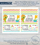 Teacher Appreciation Printable Gift, Editable Candy Bar Wrapper Teacher Thank You Chocolate Bar Nacho Average Fiesta  1.55oz