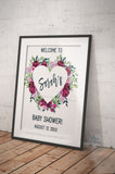 Baby Shower Welcome Sign , Editable Welcome Sign, Pink Purple Floral Welcome Poster, diy Sign for Girls Baby Shower