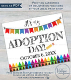 Adoption Day Sign, Editable It's My Adoption Day Photo Prop Announcement, New Family Hip Hip Hooray, diy Printable