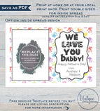 Personalized Fathers Day Card from Kids, Editable Last Minute Gift for Dad, Hand print Hold My Hand Poem, Custom Printable