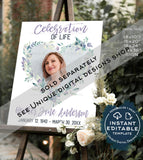 Celebration of Life Poster, Editable Funeral Memory Board Personalize Funeral Welcome Sign Printable Memorial   UMFL