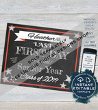 Editable First day of School Sign, reusable 1st day, School Crayon, Last Day Graduation, ANY Grade Digital Printable Template INSTANT ACCESS