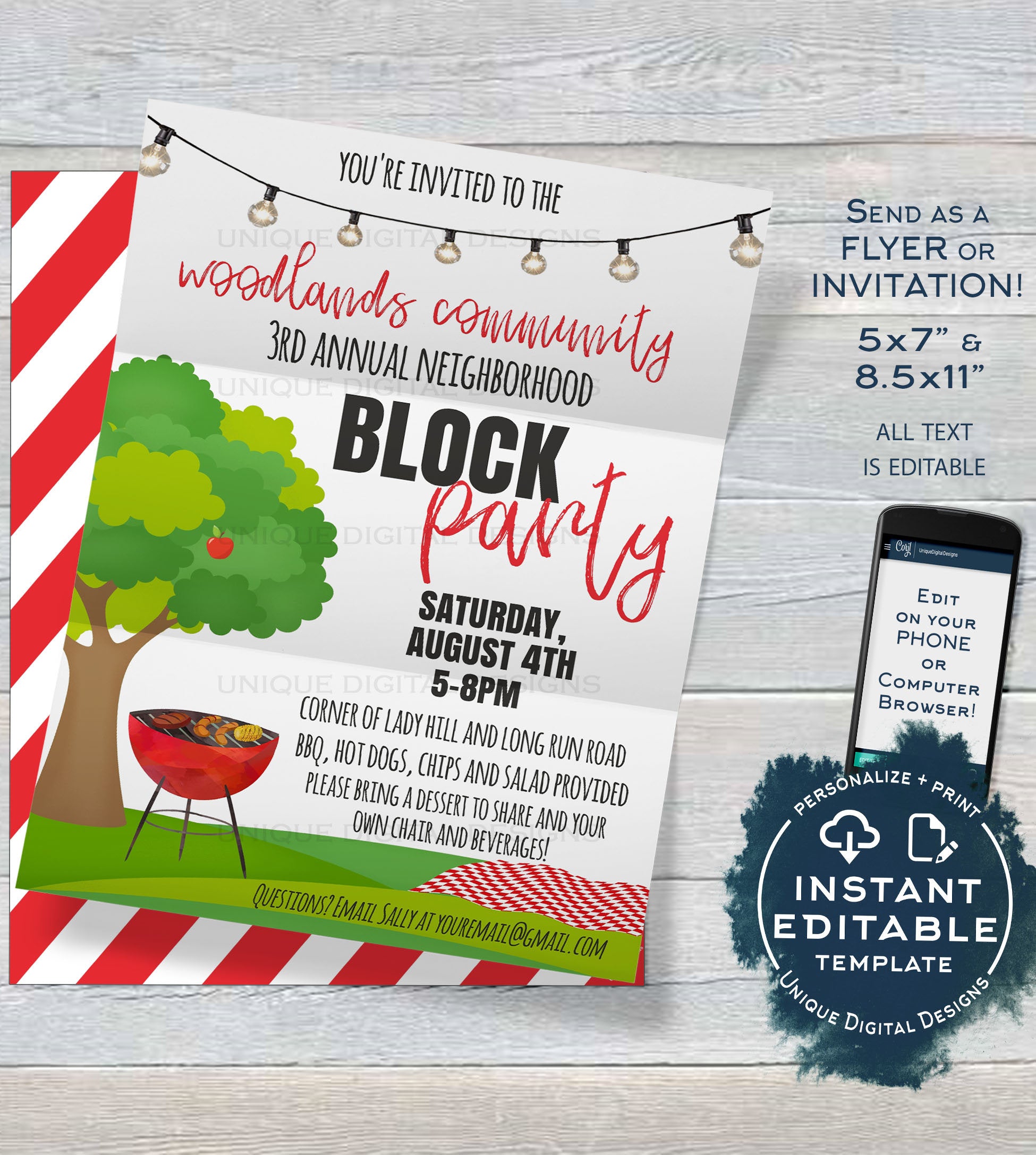 Block Party Invites Examples Editable Block Party Invitation , Neighborhood Street Party, Backyard