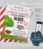 Editable Block Party Invitation , Neighborhood Street Party, Backyard Summer BBQ Grill Out hoa Custom diy Printable