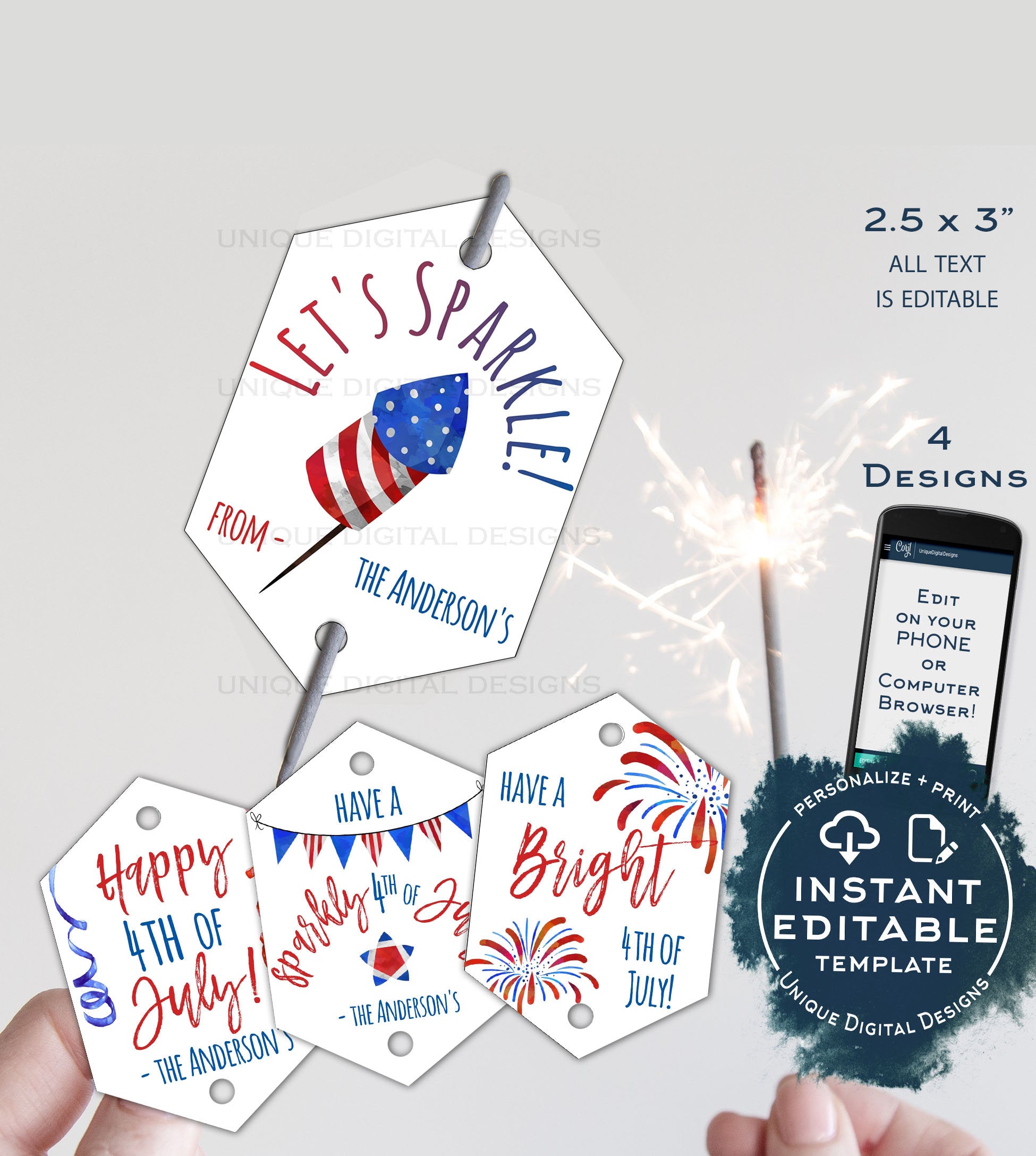Editable Sparkler Tag , 4th of July Printable Favor Tags, Personalized editable-sparkler-tag-4th-of-july-printable-favor-tags-personalized
