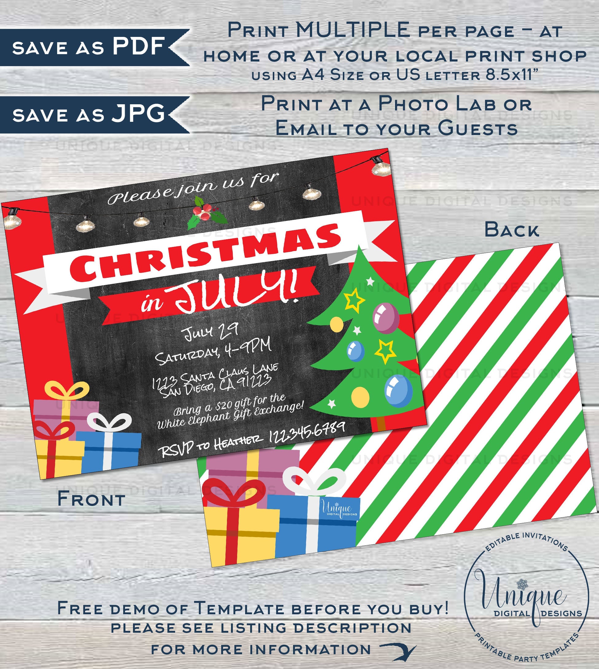 Christmas in July Invitations, Editable July Summer Party Invite, Summ christmas-in-july-invitations-editable-july-summer-party-invite-summ