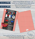 BabyQ Gender Reveal Invitation Red or Blue Baby Shower Girl or Boy Party He or She Stars Stripes BBQ Printable Custom