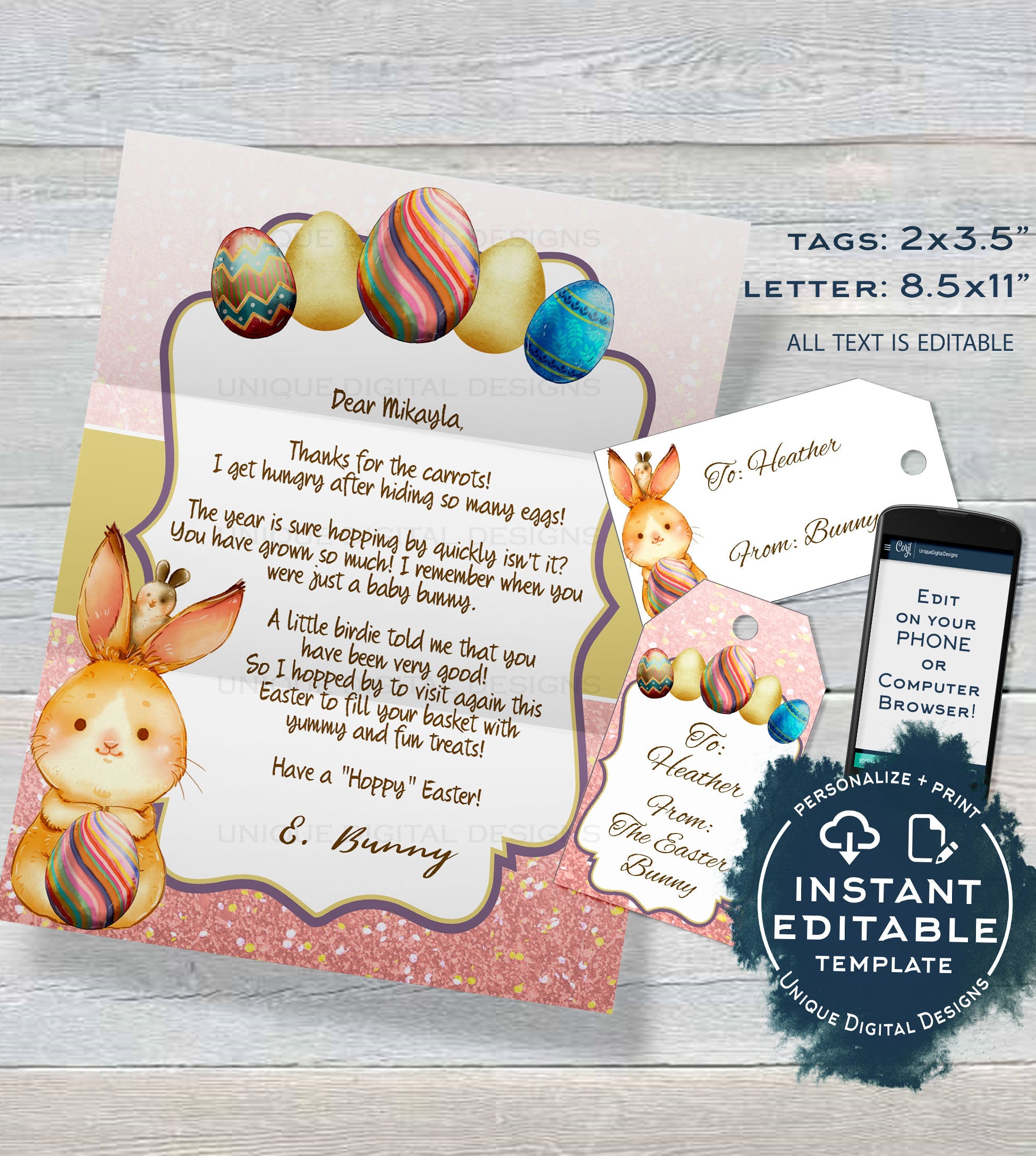 easter-bunny-letter-editable-letter-from-the-easter-bunny-note-sprin for Free Printable Letter From Easter Bunny Easter Bunny Letter, Editable Letter from the Easter Bunny Note, Sprin for Free Printable Letter From Easter Bunny