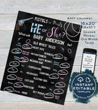 Pistols or Pearls Gender Reveal, Old Wives Tales & Cast Vote Signs, Editable He or She Chalkboard, What will Baby Printable