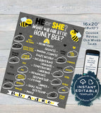Honey Bee Gender Reveal, What will Baby Bee Editable Old Wives Tales & Cast Vote Signs, He or She Chalkboard, diy Printable