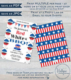 4th of July BBQ Invitation, Editable Red White and bbq Summer Yard Grill Out July 4th Barbeque Party Printable Personalized