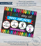 First day of School Chalkboard Sign reusable Last day School Board Crayon Any Grade Printable