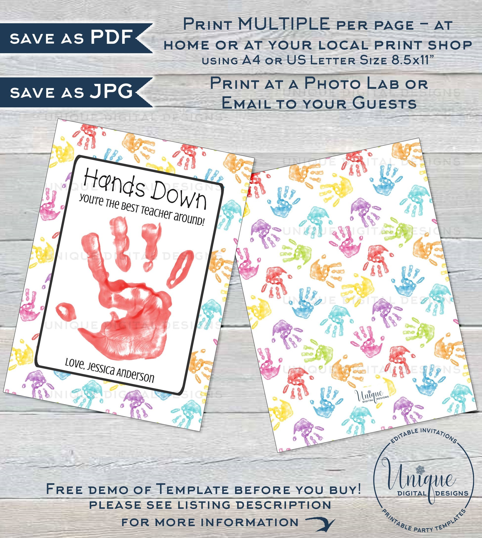 teacher-gift-card-printable-editable-staff-thank-you-card-printable for Hands Down You Re The Best Teacher Around Free Printable Teacher Gift Card Printable, Editable Staff Thank You Card Printable, for Hands Down You Re The Best Teacher Around Free Printable