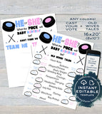 Editable Hockey Gender Reveal Party Old Wife Tales + Cast your Vote Signs, He or She What the Puck will Baby Be