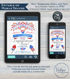4th of July Engagement Party Invitation, Editable Red White Blue Firework July Wedding Shower Blast Printable Personalized