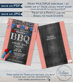 4th of July BBQ Invitations Red White and blue bbq Summer Yard Grill Out July 4th Barbeque Party Printable Personalized