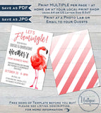 Let's Flamingle Cocktails and Conversation Invitation, Editable RF Business Launch Invite, Pink Flamingo Printable