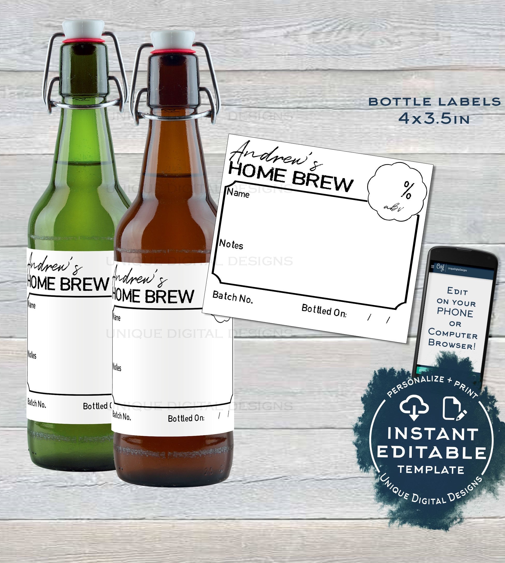 Classic Home Brew Beer Bottle Label, Editable Beer Label Sticker, Brew classic-home-brew-beer-bottle-label-editable-beer-label-sticker-brew