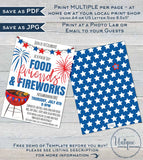 4th of July Invitation, Editable Fourth of July Celebration BBQ Fireworks Neighborhood Block Party Personalized Printable