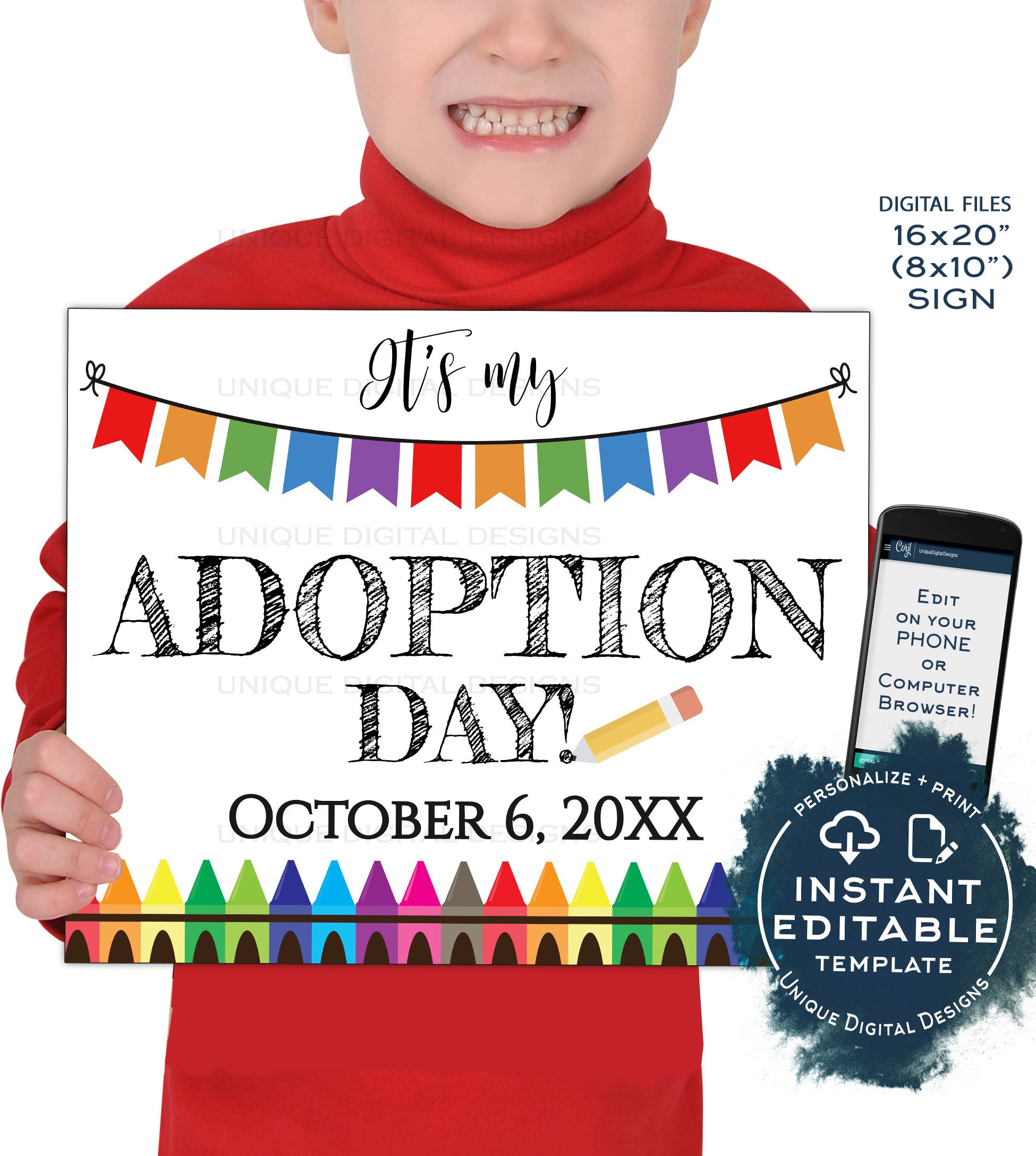 Adoption Day Sign, Editable It's My Adoption Day Photo Prop Announceme adoption-day-sign-editable-it-s-my-adoption-day-photo-prop-announceme