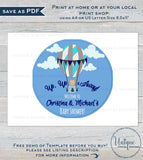 Up Up and Away Charger Plate Inserts, Editable Menu Cards, Welcome Baby Boy, Baby Shower Party Digital Personalized diy  8in