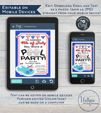 Editable 4th of July Pool Party Invitation, Summer Red White & Pool Party, July 4th Pool Birthday party Firework Printable