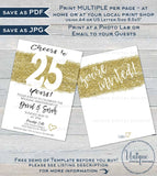 25 year Anniversary Invitation, Editable Twenty Wedding Anniversary Silver 25th Surprise Party Invite, diy Printable