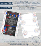 Red White and Due, Editable 4th of July Gender Reveal Invitation, Firework Baby Shower, Personalized bbq Printable, Custom