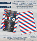 Stars and Stripes BabyQ Gender Reveal Invitation, Editable 4th of July Firecracker Baby Shower He or She bbq, diy Printable