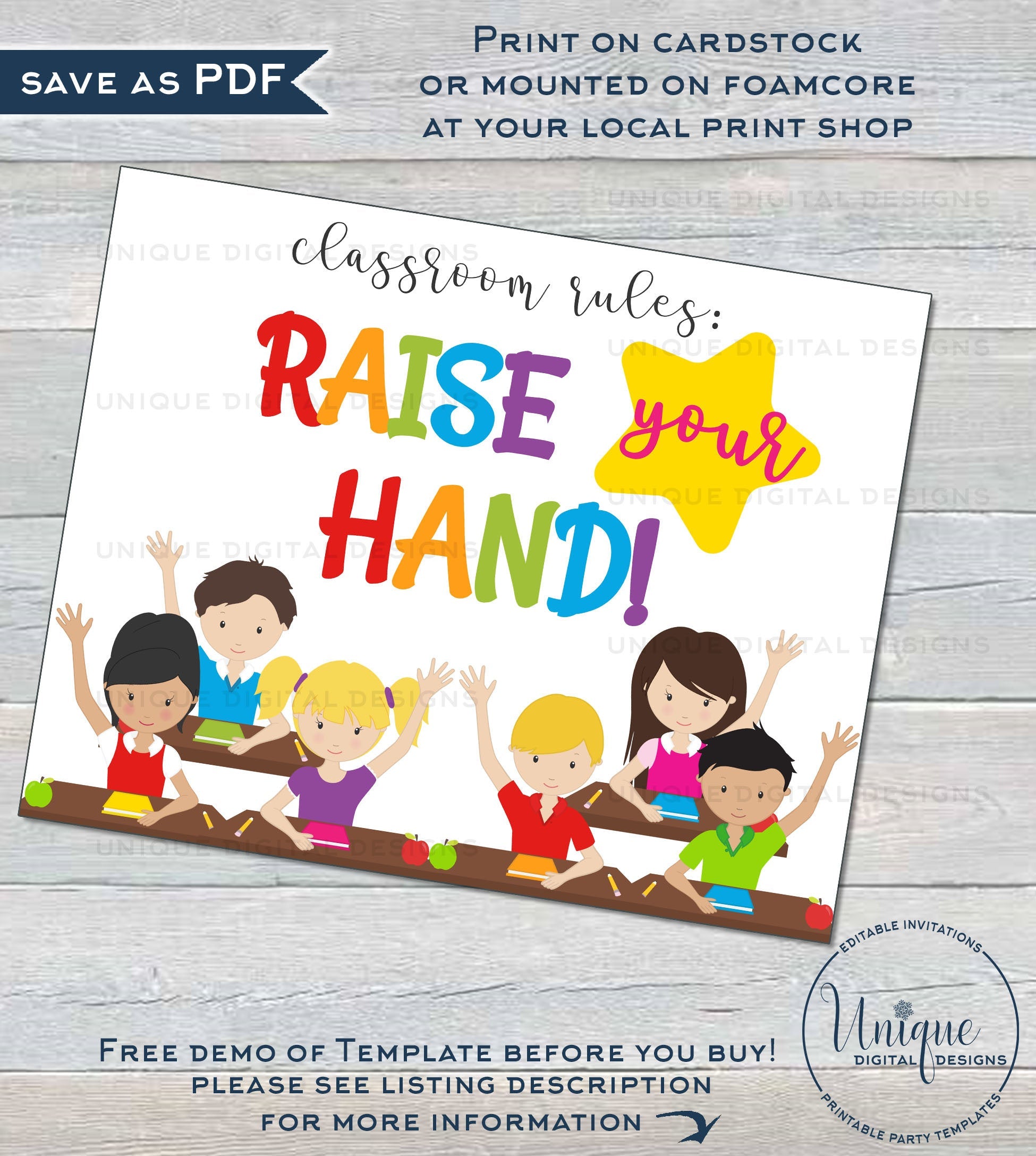 Free Printable Rule Poster.pdf Free Printable Classroom Rules Poster