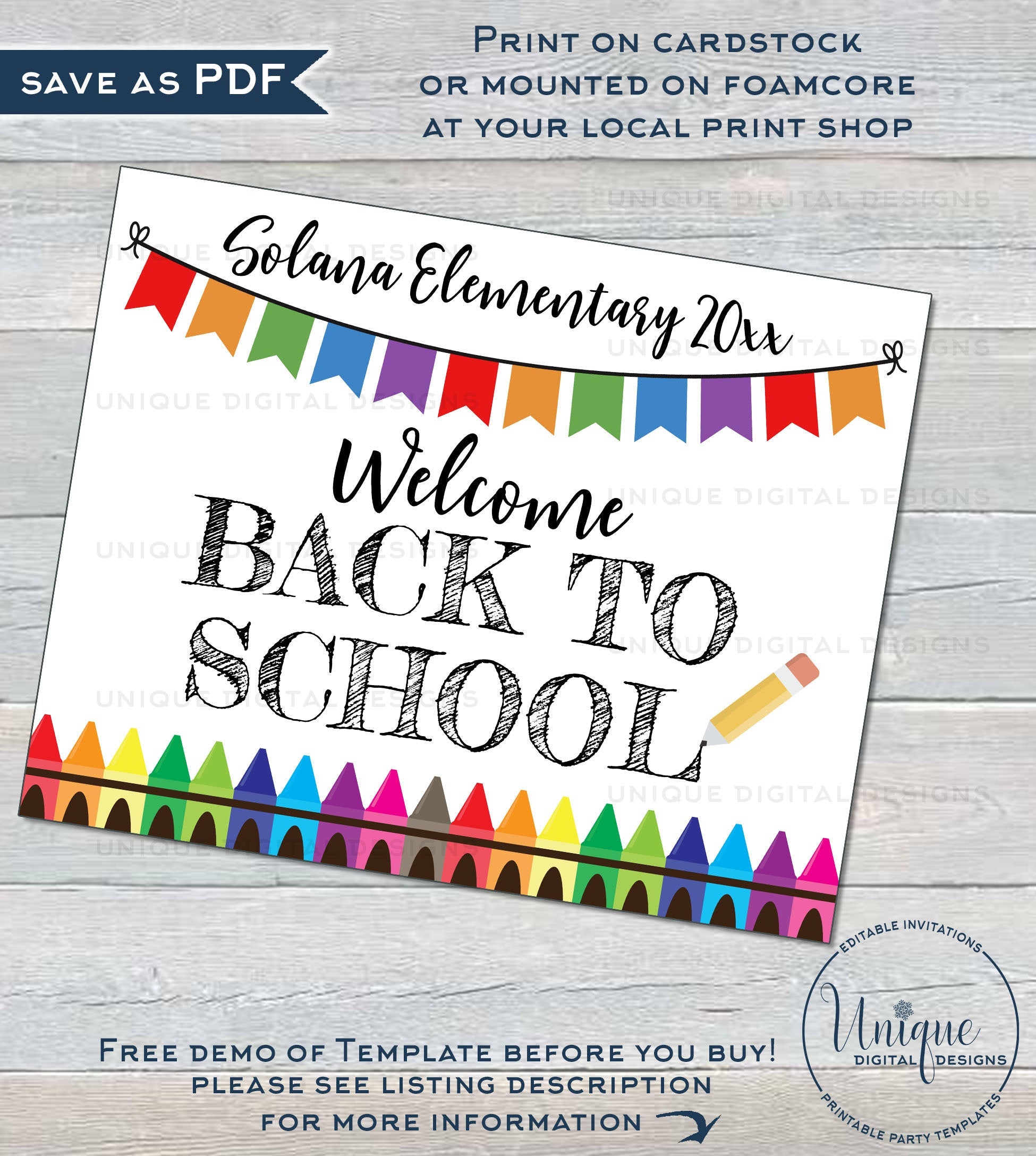 editable welcome back to school sign, reusable teachers classroom deco