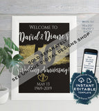 Editable 50th Anniversary Welcome Sign, Any Color Year Wedding Anniversary Sign Decoration, Gold Glitter Printable