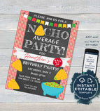 Nacho Average Party Invitation, Editable Cinco de Mayo Invite, Cinco de Mayo Guacamole Fiesta Chalkboard Printable