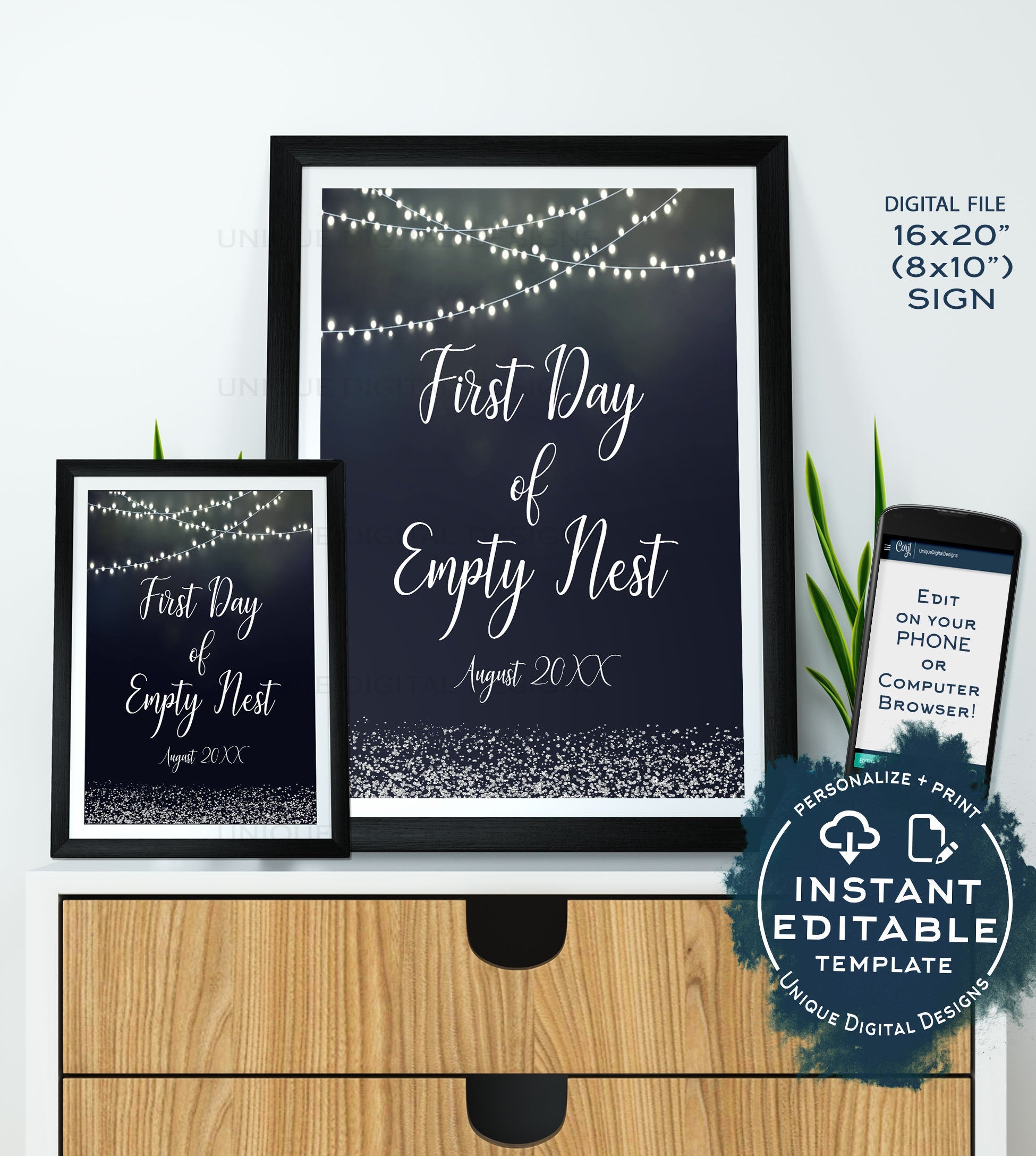 Empty Nester Sign Empty Nest Sign, Editable First Day of School Poster College Parents f