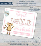 Editable First Day of School Sign, Girls Wild about School Sign, Animal School Board Any Grade Digital Printable