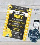 Editable What will Baby Bee Gender Reveal Invitation, Honey Bee He or She Baby Shower Party, diy Digital Printable Chalkboard