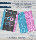 Editable Pool Party Gender Reveal Invitation, He or She Summer Pool Party, What will Baby Be Baby Shower Printable
