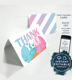 Ice Cream Thank You Card, Editable Whats the Scoop Printable, Summer Gender Reveal Baby Shower Birthday Thanks Folded Card,