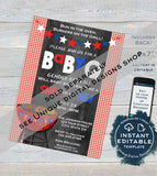 4th of July BaByQ Cupcake Toppers, Editable Baby Shower Gender Reveal BBQ, Printable Cake Favor Tags Decorations