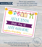 Girls Editable Back to School Sign, First day of School Poster, reusable Last day of School, Any Grade Digital diy Printable