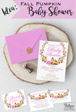 Editable Fall Pumpkin Baby Shower Invitation, Rustic Pumpkin Invite, Baby Girls Fall Harvest Theme, Custom Printable