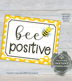 Teacher Classroom Decorations School Sign, Inspirational Bee Positive Poster, Bee PTA Teachers gift Digital Printable