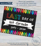 First day of School Chalkboard Sign, reusable 1st day 1st Grade Sign Last day of School Crayon Digital Printable