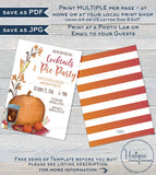 Pie Party Invite, Editable Cocktails and Pie Party Invite, Fall Party Invitation, Customer Appreciation Pumpkin Pie Printable INSTANT ACCESS