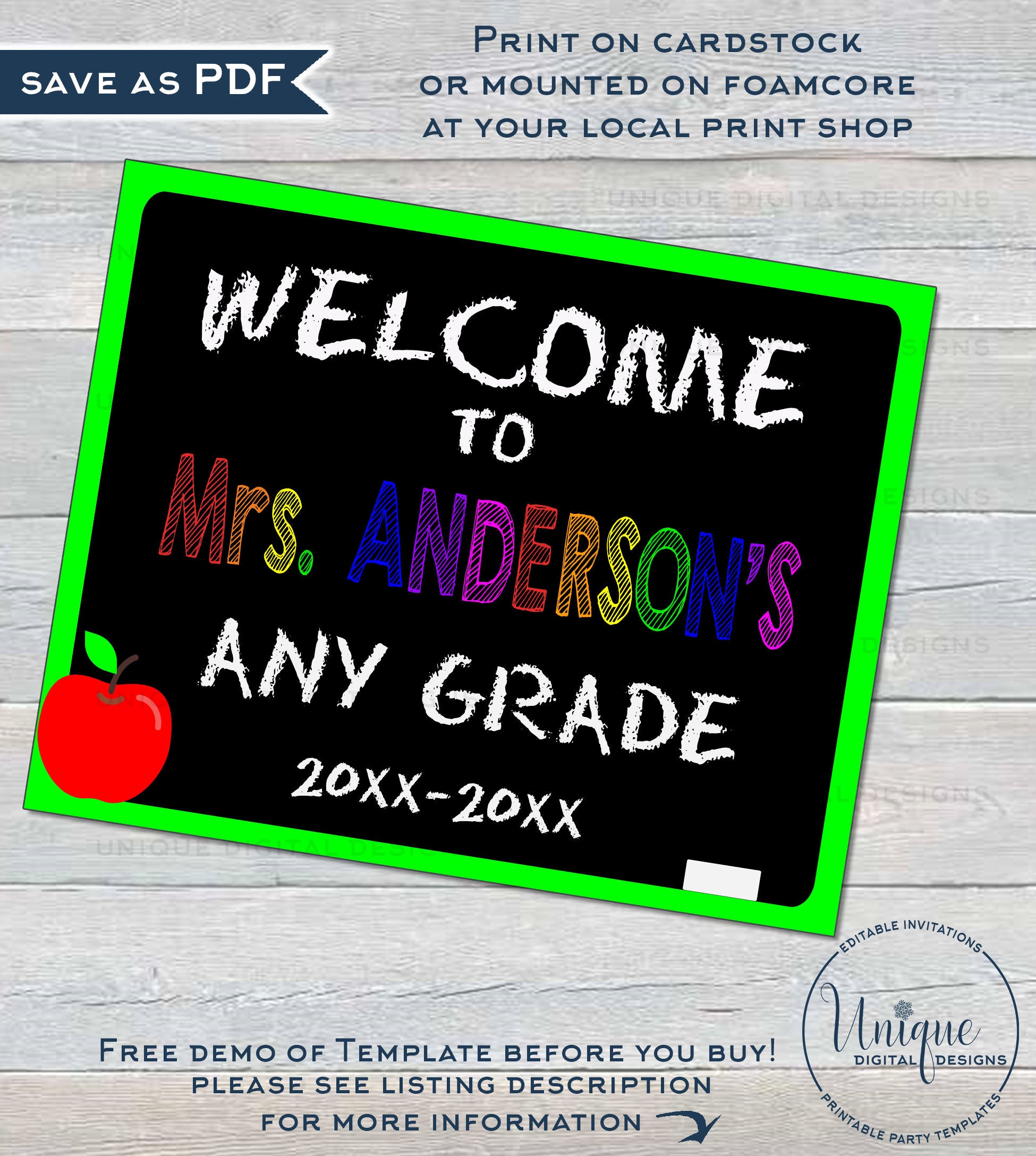 editable-back-to-school-sign-welcome-to-teachers-class-classroom-dec for Editable Free Printable Welcome Sign Template Editable Back to School Sign, Welcome to Teachers Class, Classroom dec for Editable Free Printable Welcome Sign Template