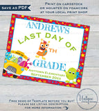 Monster Editable First day of School Sign, reusable Unique Boys Last day School Board, Any Grade, Digital Printable